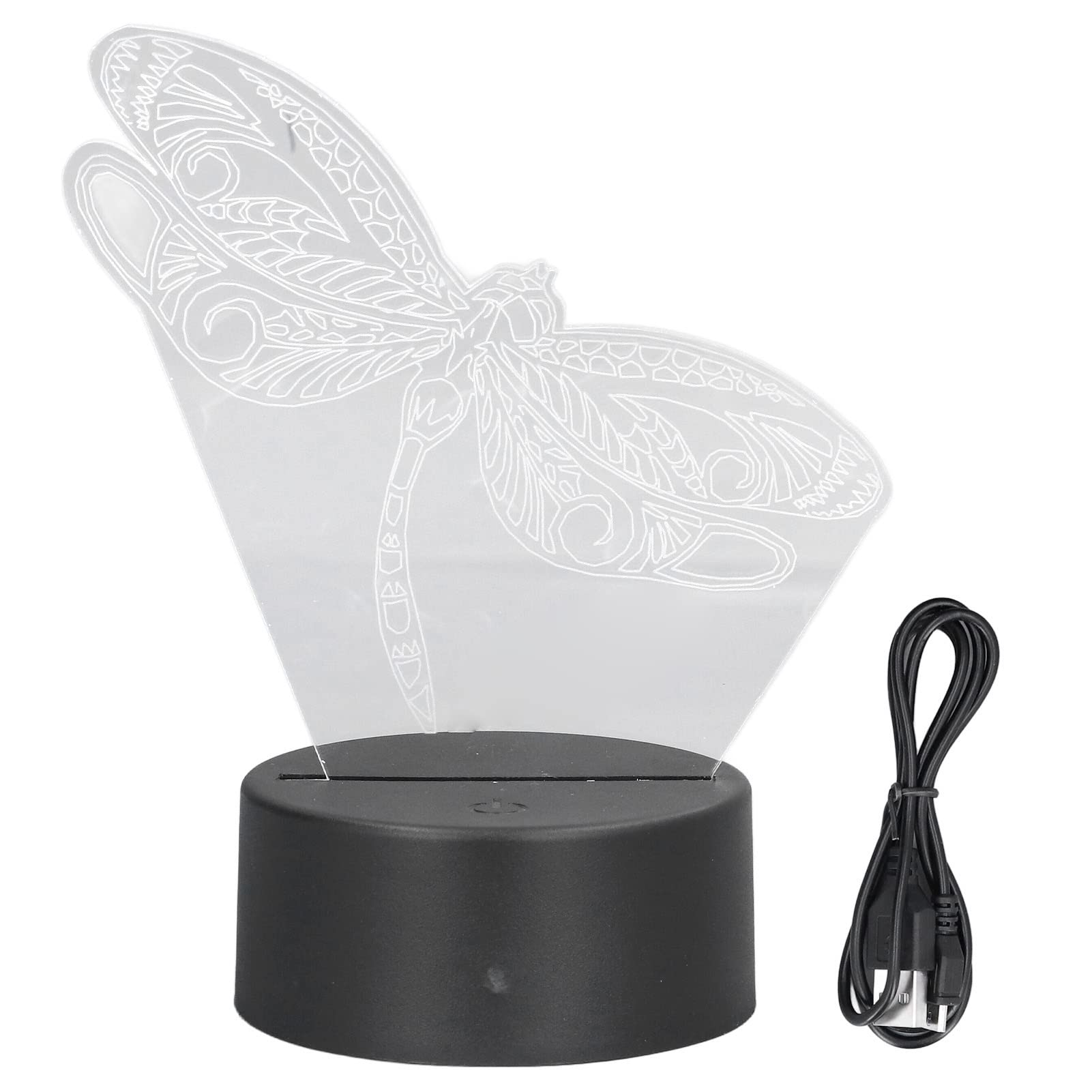 Lampa LED 3D w kształcie ważki z 7 zmieniającymi się kolorami, zasilana przez USB, dekoracyjna lampka 3D do pokoju dziecięcego