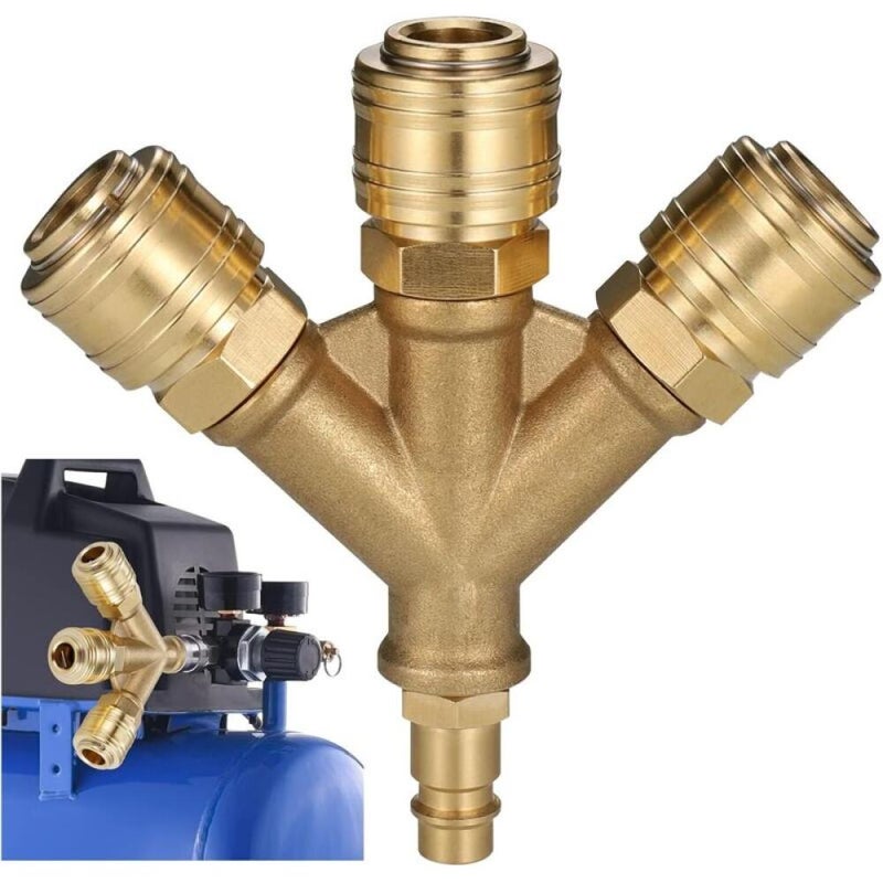 Kompresor sprężonego powietrza z 3 przyłączami, przyłączem gwintowanym 1/4 cala do węża powietrznego, rozdzielaczem powietrza w kształcie litery Y