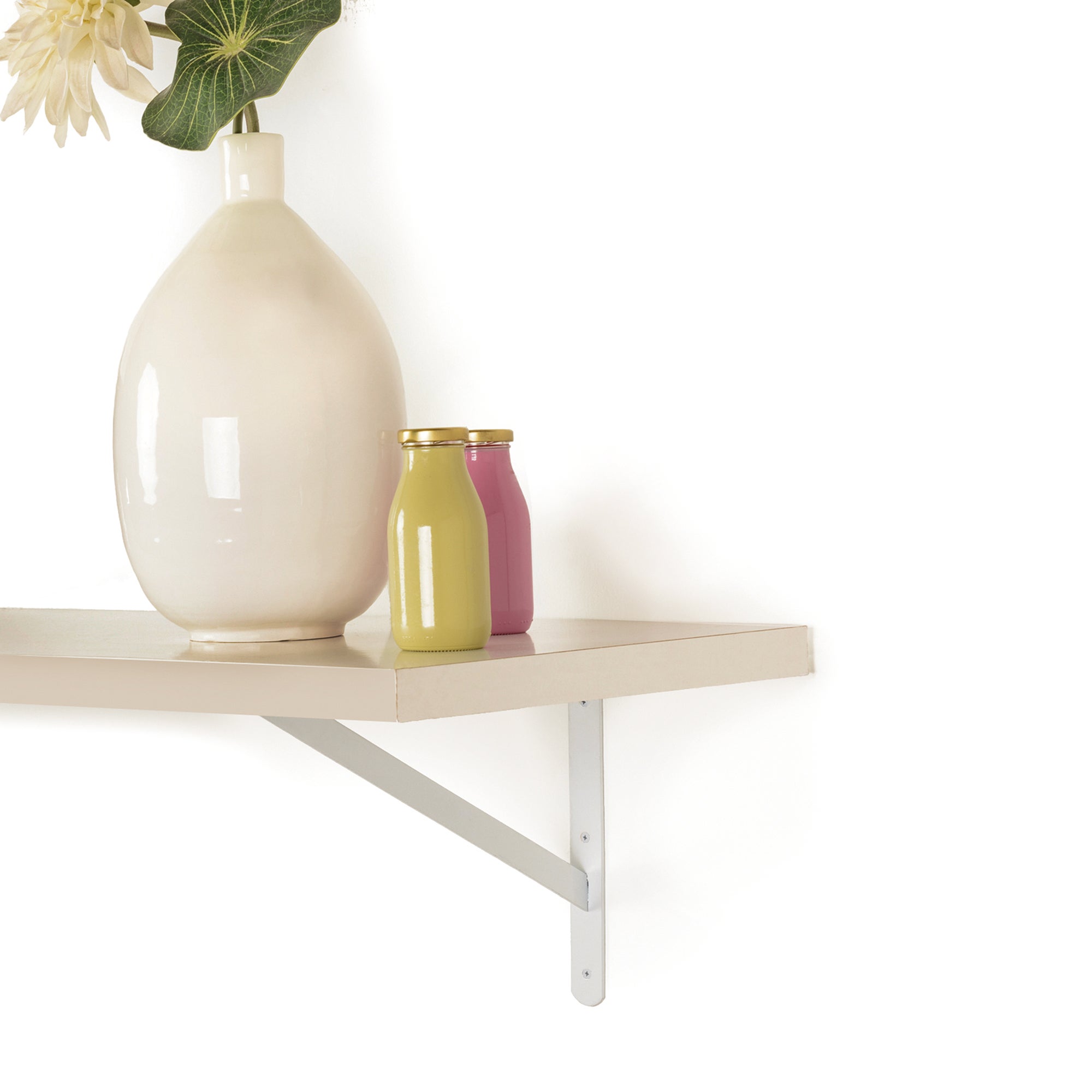 Suporte de Prateleira parede | Estilo decorativo | Fabricado em aço | Acabamento branco | Medidas 30*250*397mm | Sistema de fixação | 1 unidade - 4
