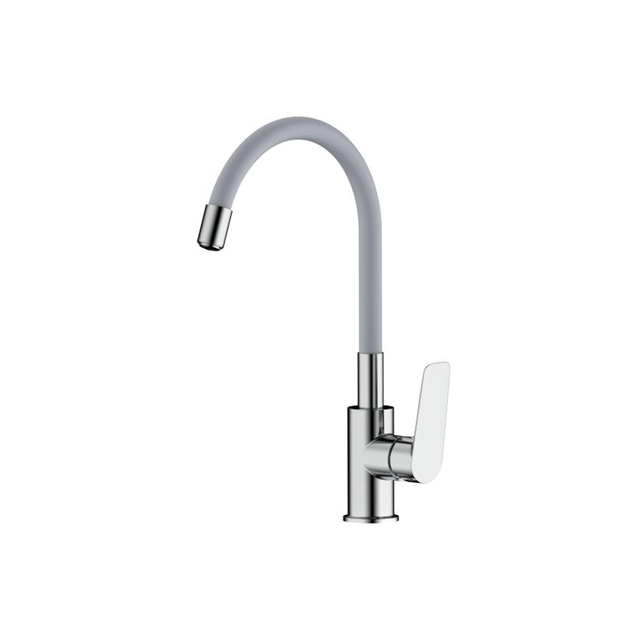 Bateria Jano Nergis ELBA zlew. stojąca elastyczna wyl. szara, k. chrom