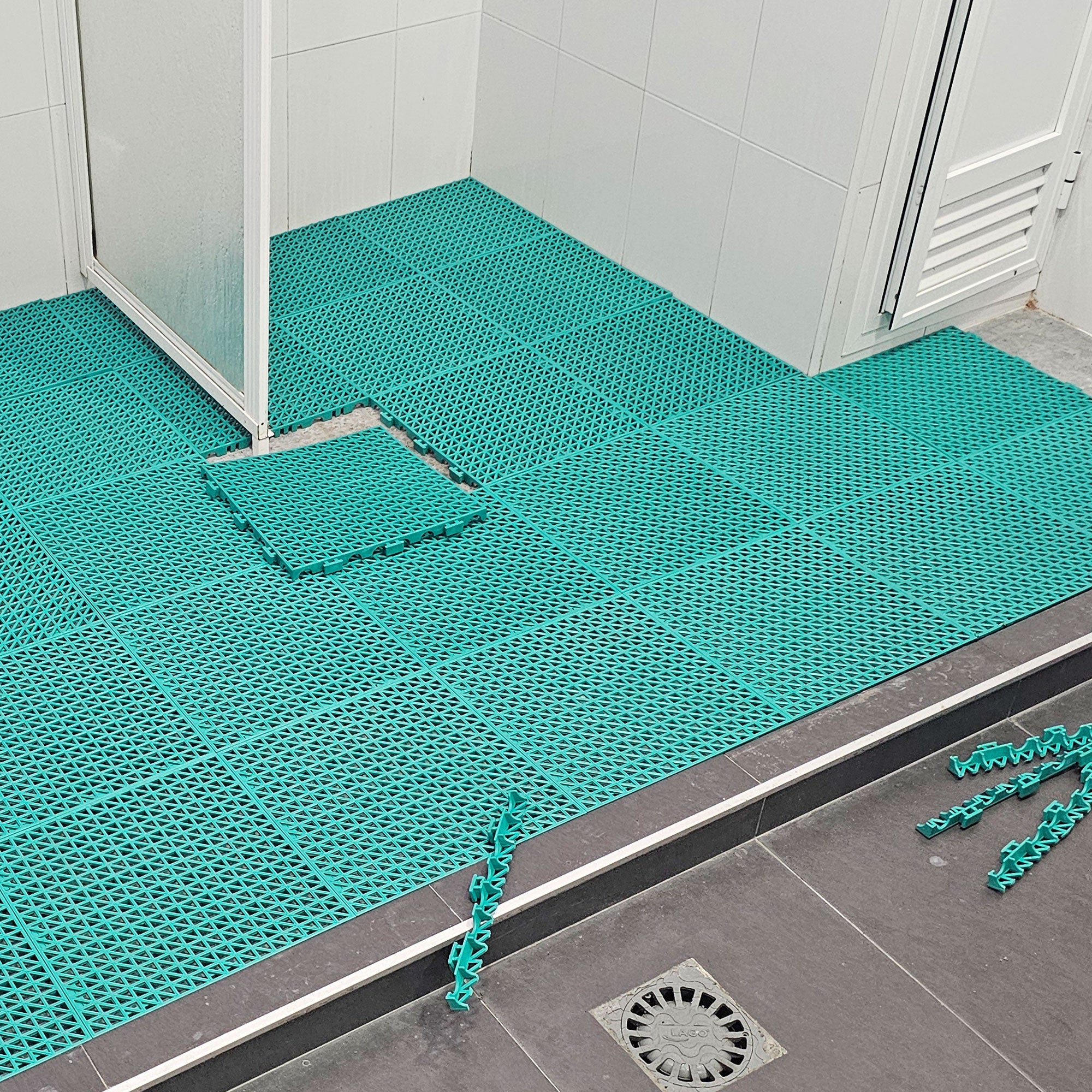 Pack 4 Losetas PVC Reforzado (Verde, 33x33x2cm) - Para piscinas, garajes, talleres, zonas húmedas, paso de vehículos, lavaderos de coches - 3