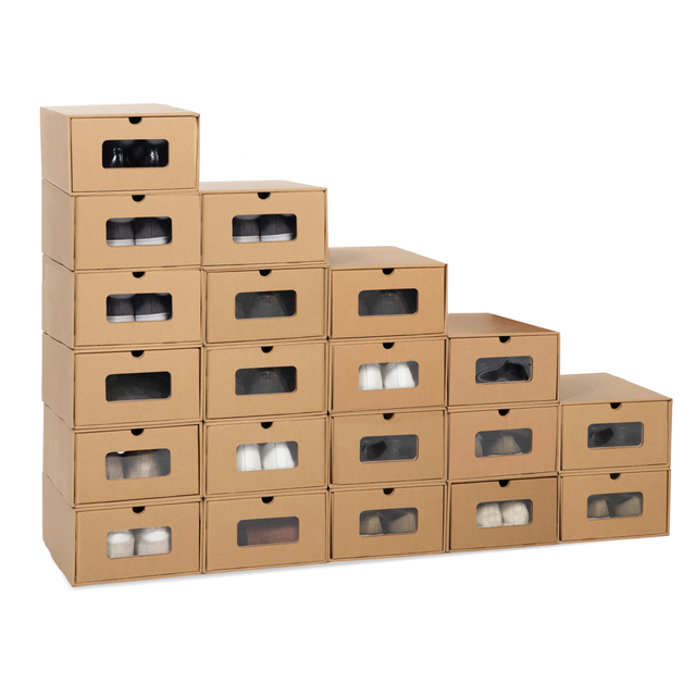 Lot de 20 cartons boites de rangement à chaussures avec tiroir
