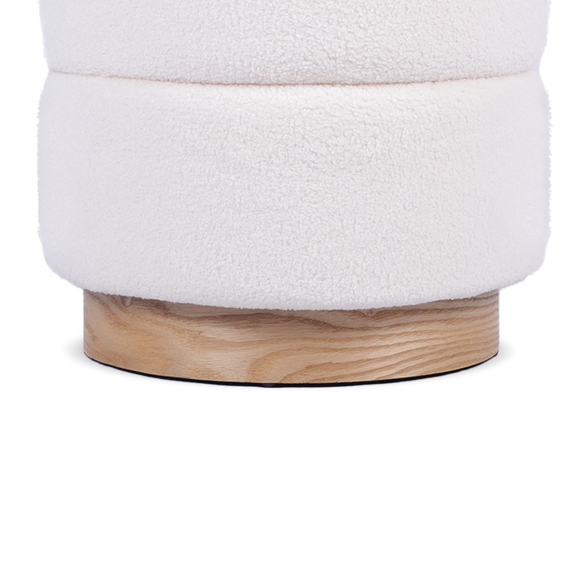 Pouf coffre ROMÉO tissu bouclette blanc - 8