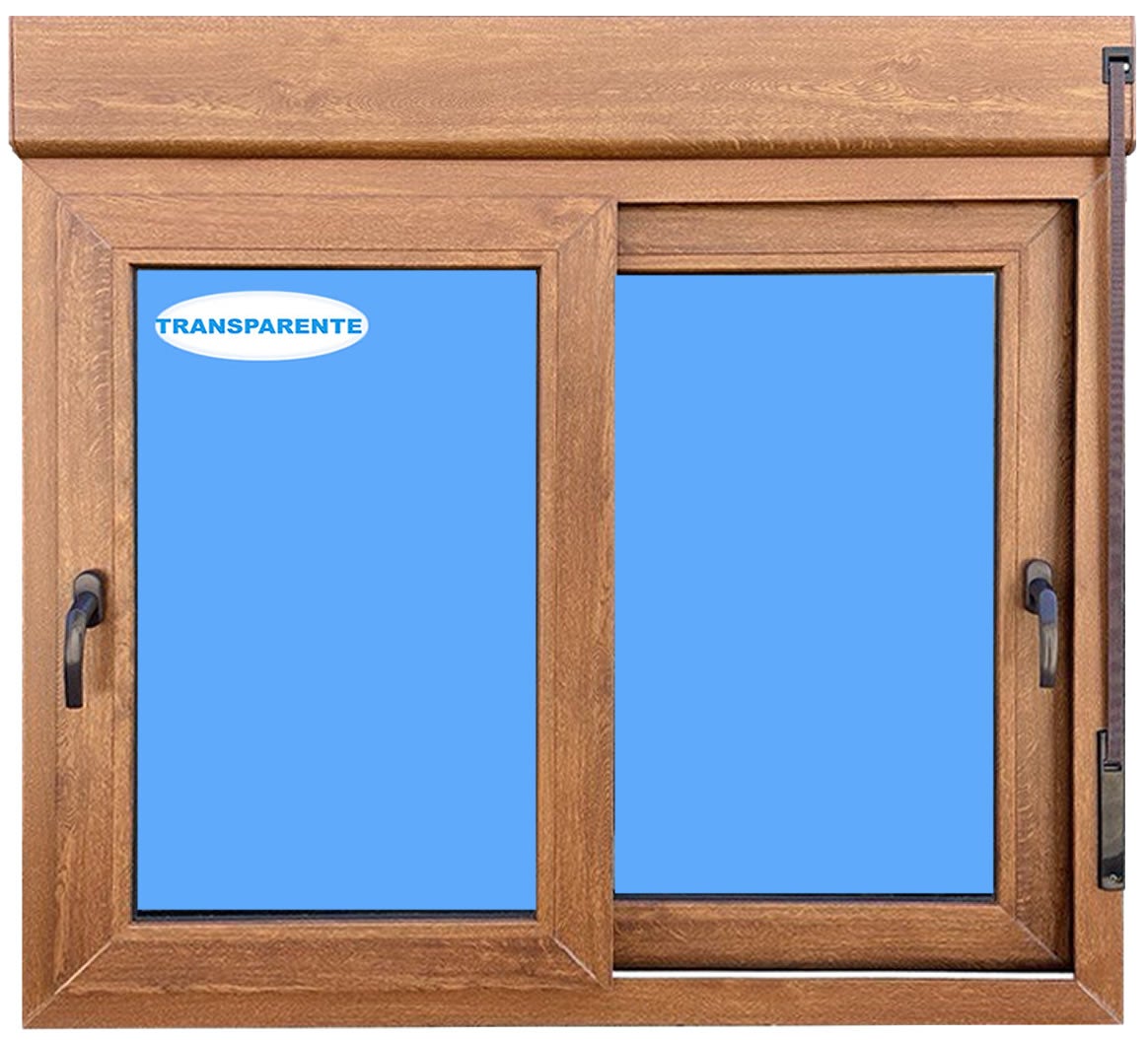 Ventana PVC 1200x1155 Roble Dorado Corredera con Persiana Vidrio ...