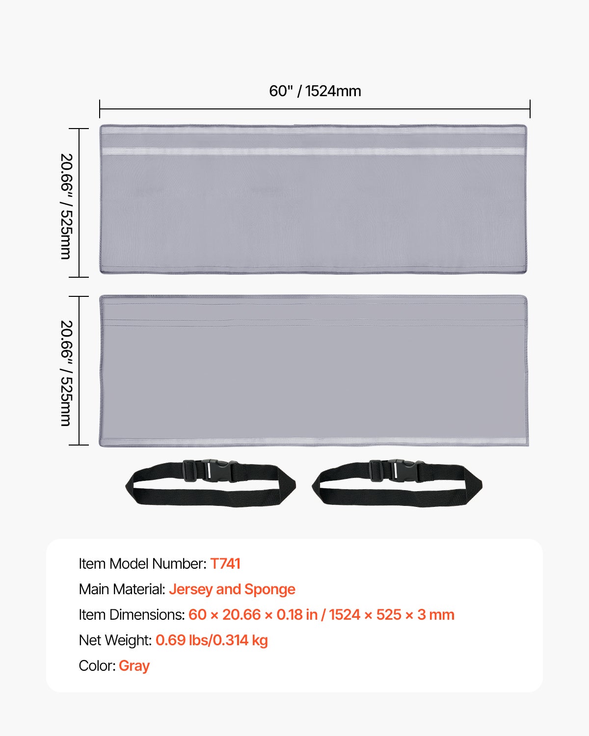 Gaine de Protection Tuyau Climatiseur, Manchon Isolant 5-5,9 pouces, Protection Conduit Climatisation Portable avec 2 Sangles Réglables, Gris VEVOR - 7