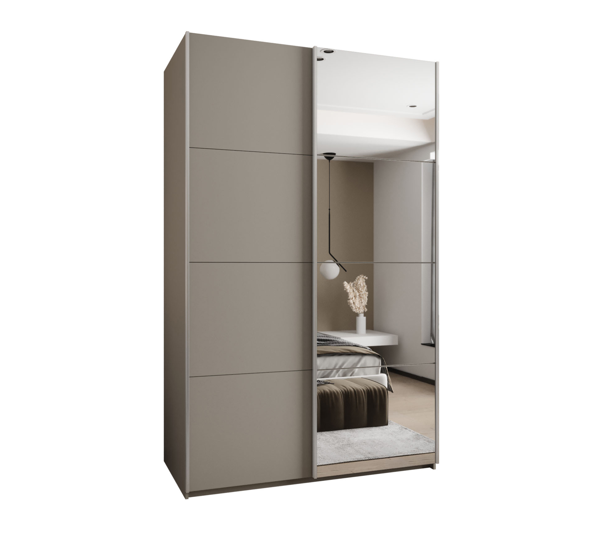 Szafa przesuwna wysoka Lux 3 160 x 64 x 245,5 cm kaszmir + kaszmir + u. srebrny - Abiks Meble