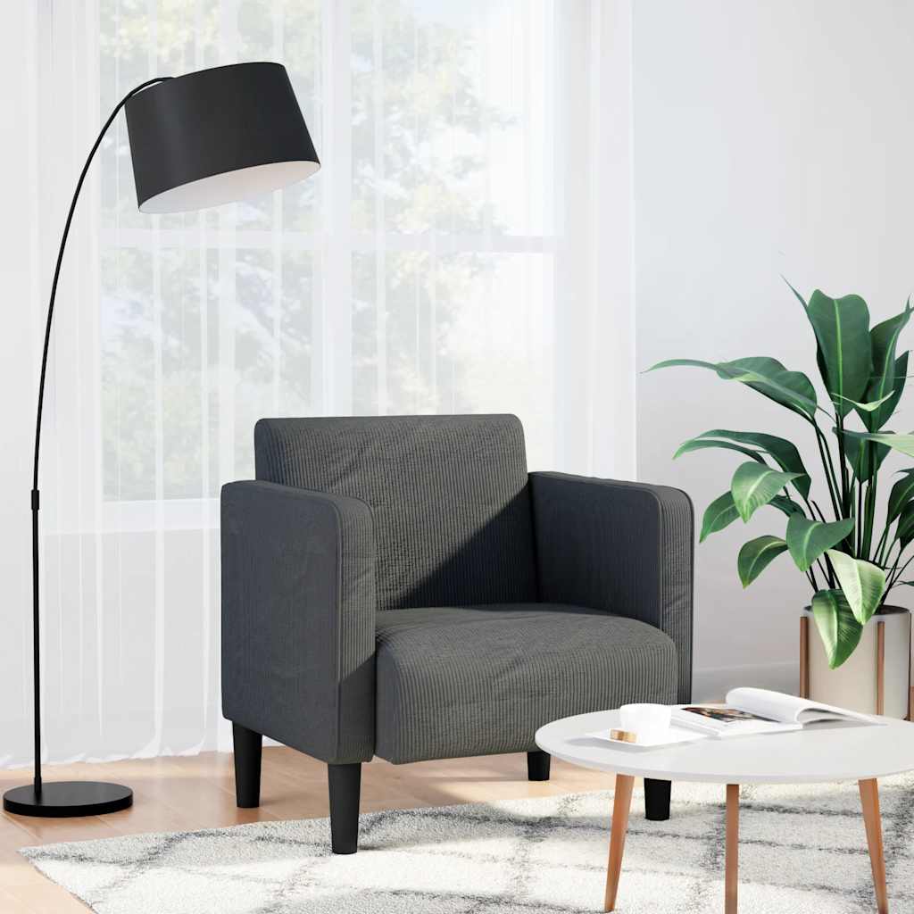 Sofa Fotel z Podłokietnikami Ciemnoszary 54 cm Tkanina Corduroy vidaXL