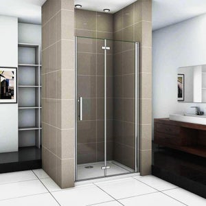 Aica Porte De Douche Pivotante Et Pliante 90cm Verre Trempé Anticalcaire Hauteur 185cm