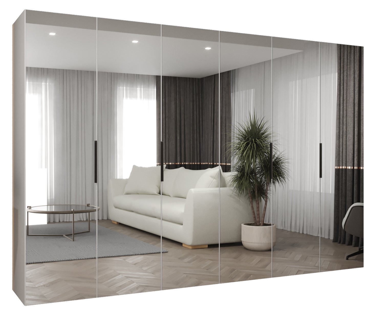 Szafa uchylna otwierana Marbella 3 300 x 52 x 202 cm biały + u. czarny Abiks Meble