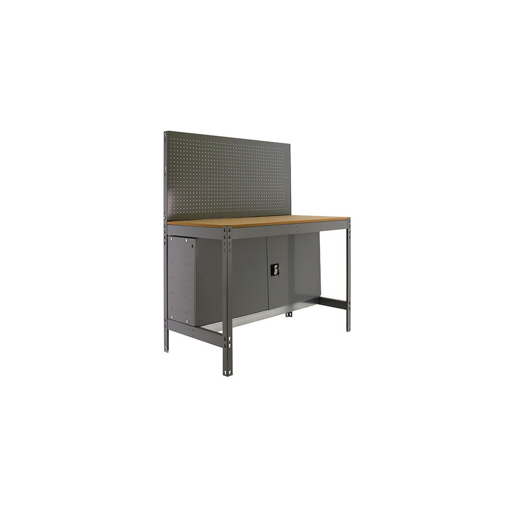 Bancada de trabalho SIMONWORK (144,5x91x61cm) CINZA E MADEIRA - 5