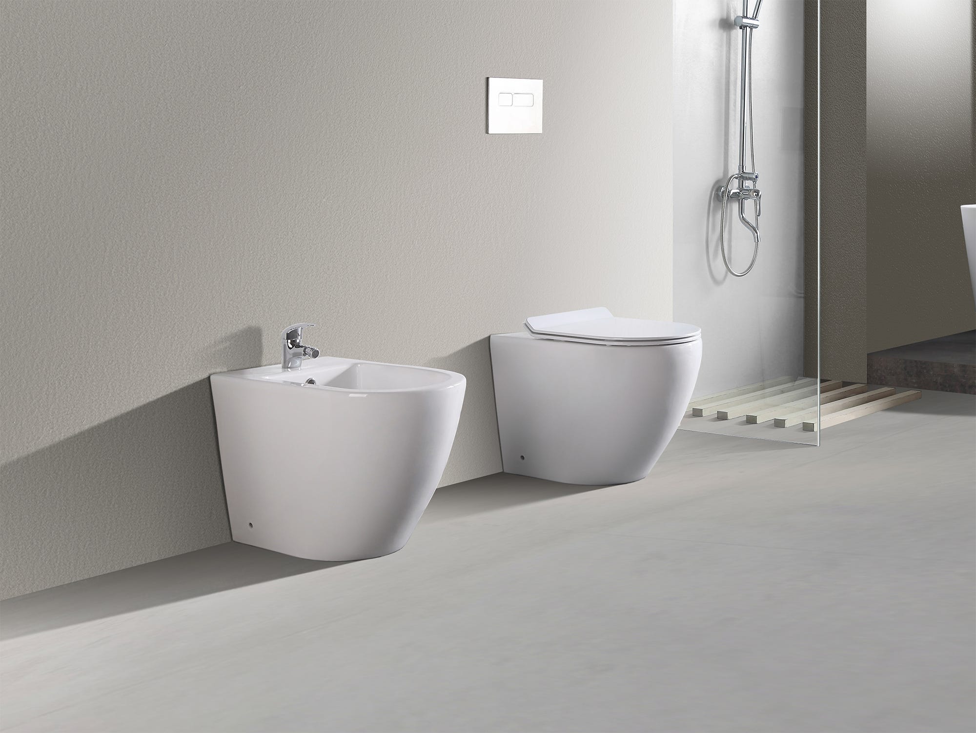 COPPIA SANITARI RIMLESS SENZA BRIDA SOSPESI set completo coprivaso soft COPPIA SANITARI RIMLESS SENZA BRIDA SOSPESI set completo coprivaso soft