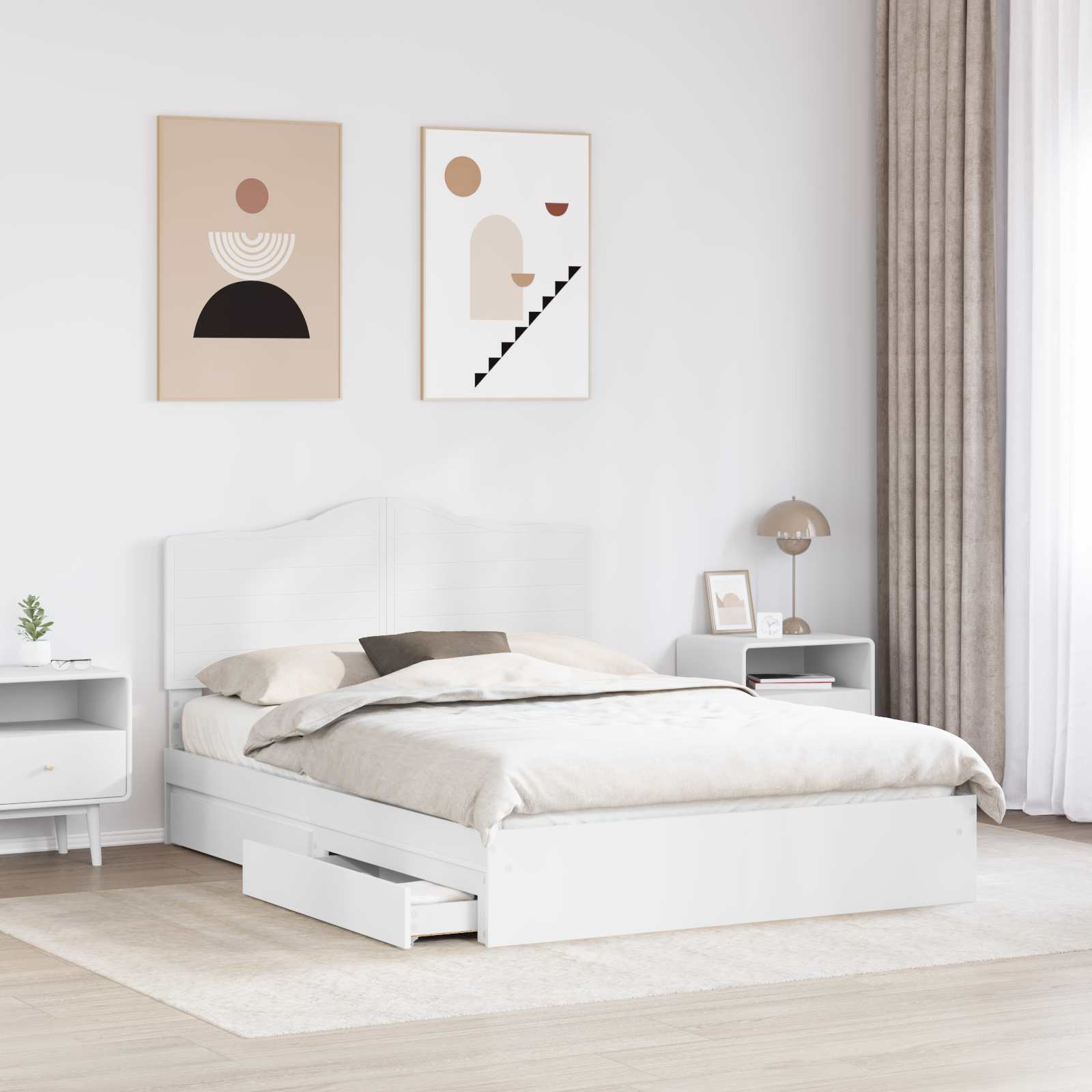 Lit de rangement réglable Blanc 140 x 200 cm panneau de bois - 3