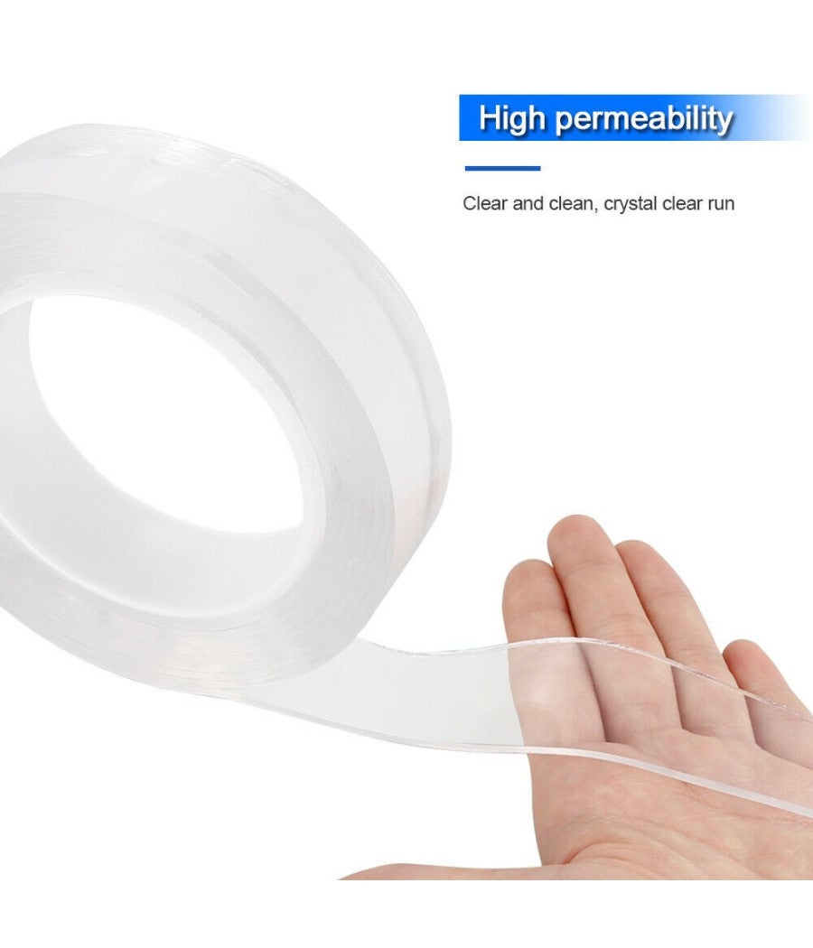 Trade Shop - Nastro Biadesivo Trasparente Milleusi Adesivo Attacca Tutto 3cm X 2 Mt Acrilico - - 3