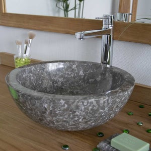 Vasque ronde à poser en marbre gris, Lizéa