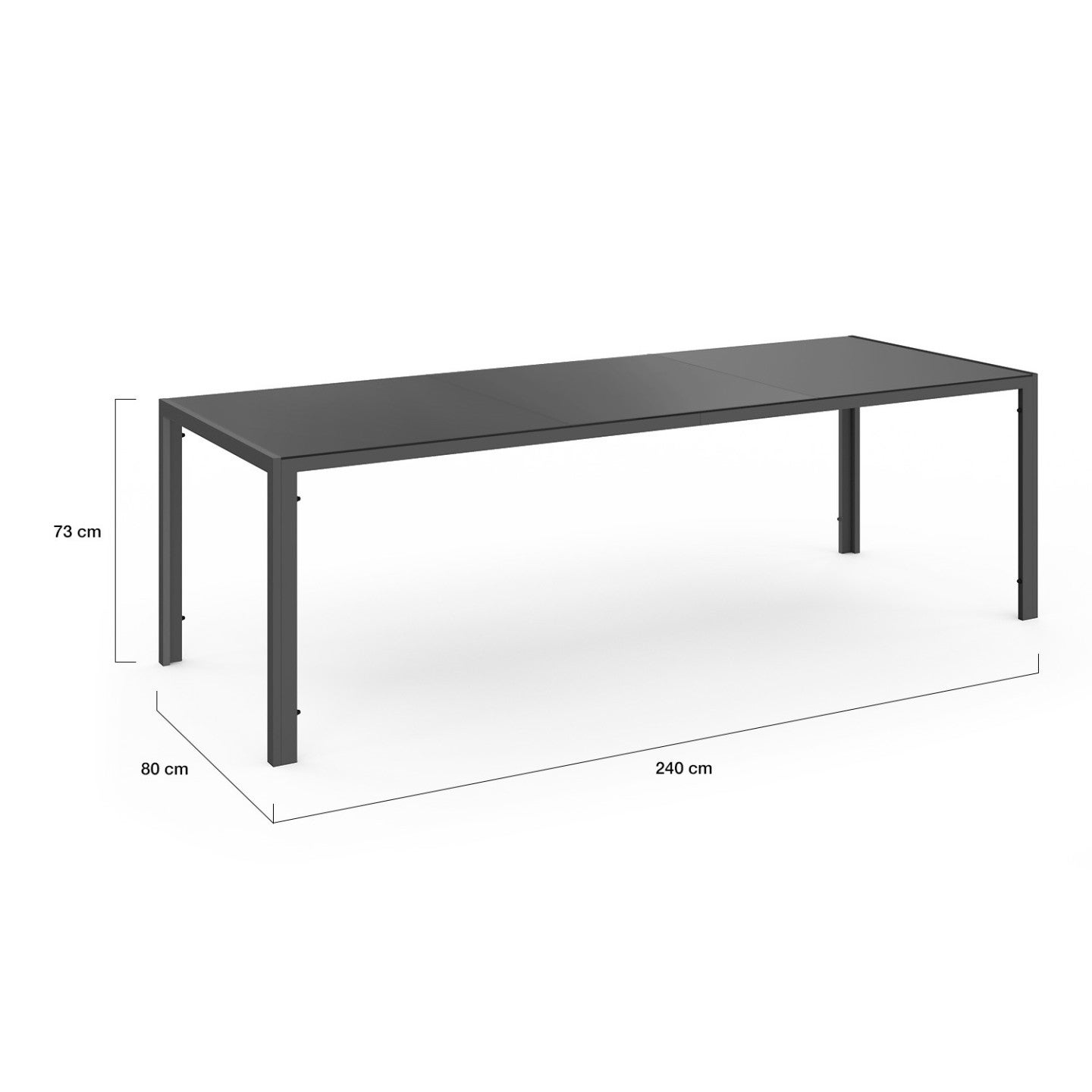 Salon de jardin MADRID table 240 CM et 10 chaises empilables gris anthracite - 5