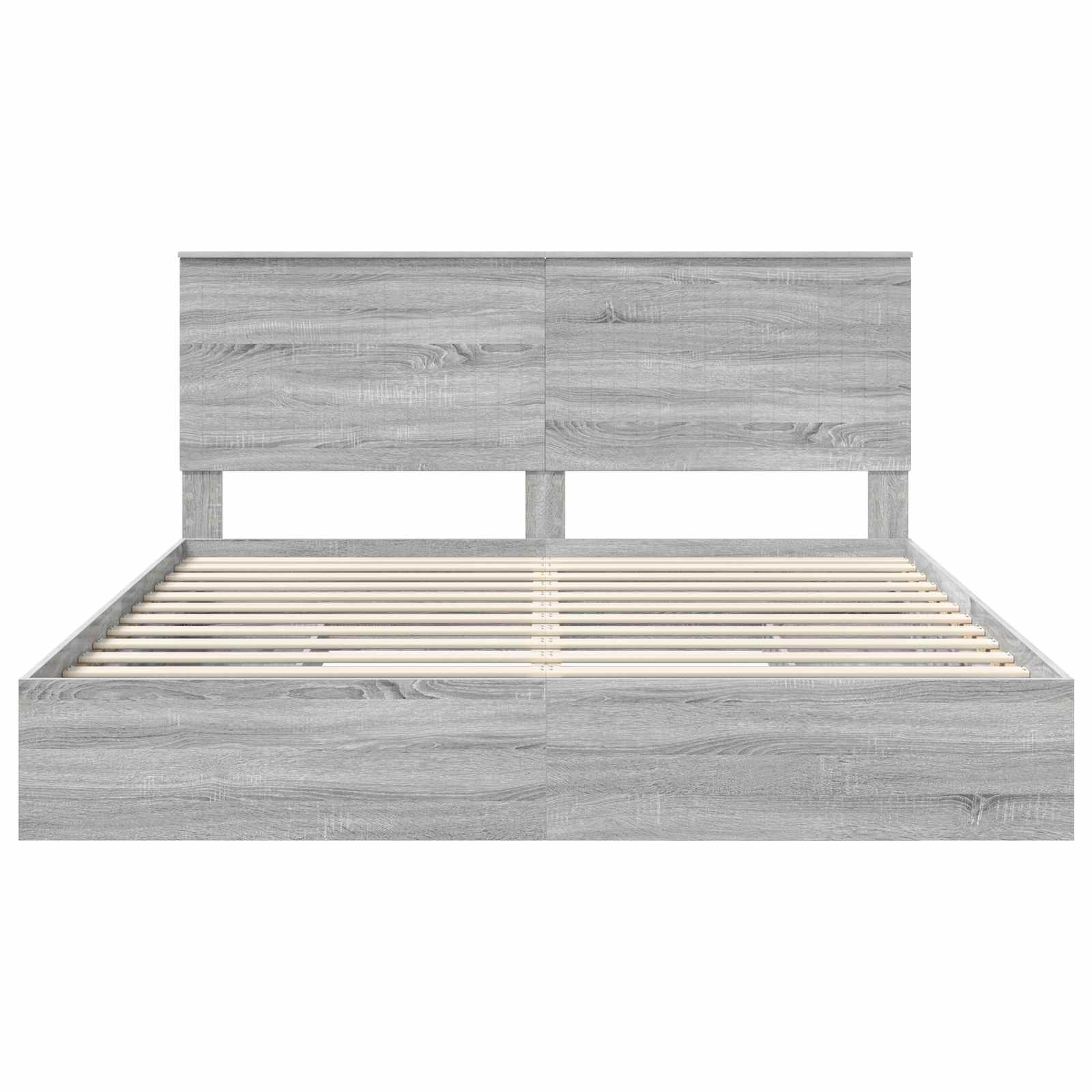 Lit avec rangement, panneau de bois, gris, pour la chambre, 180 × 200 cm - 8
