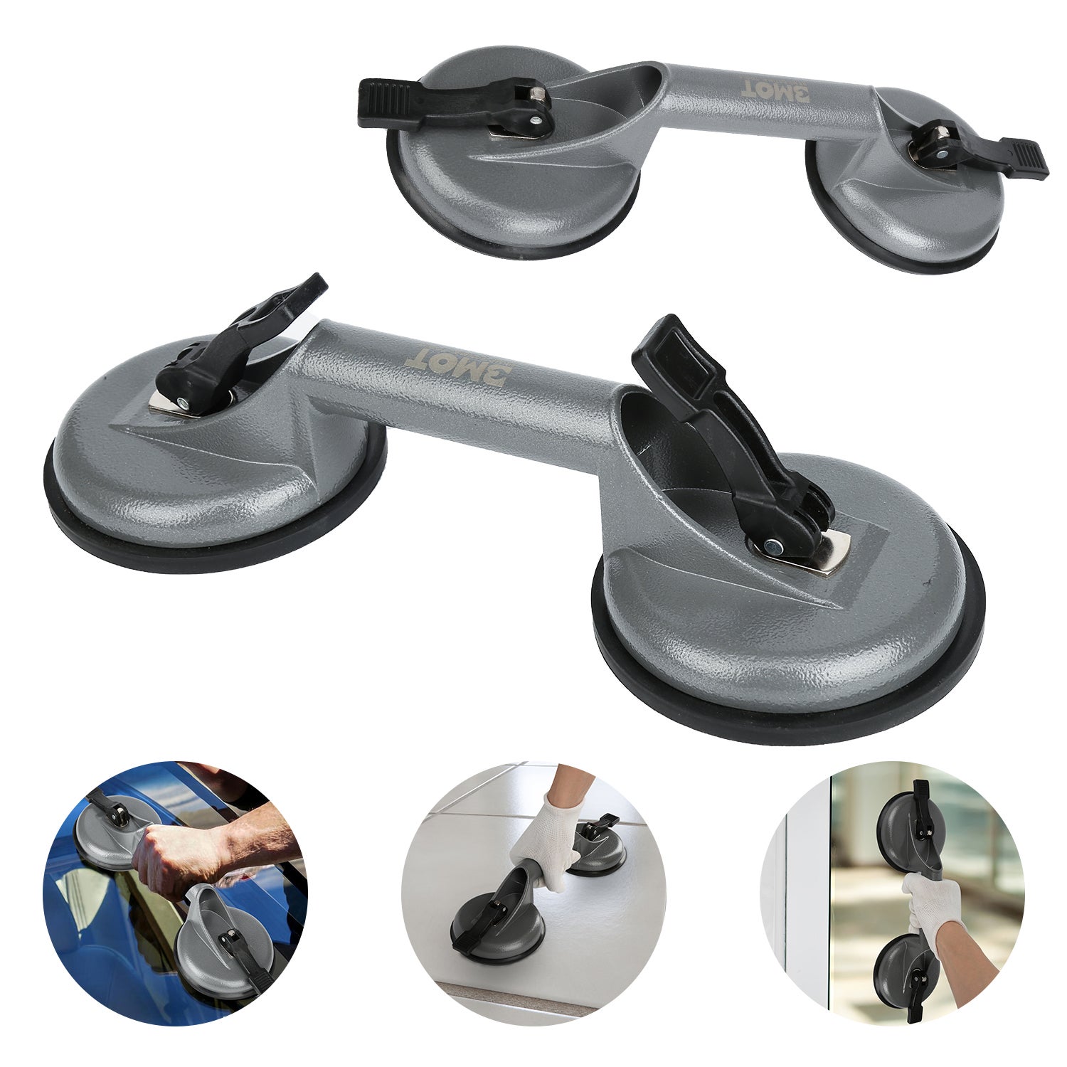 2 Ventouses De Levage CCLIFE - 120kg Charge - Pour Verre Et Carrelage
