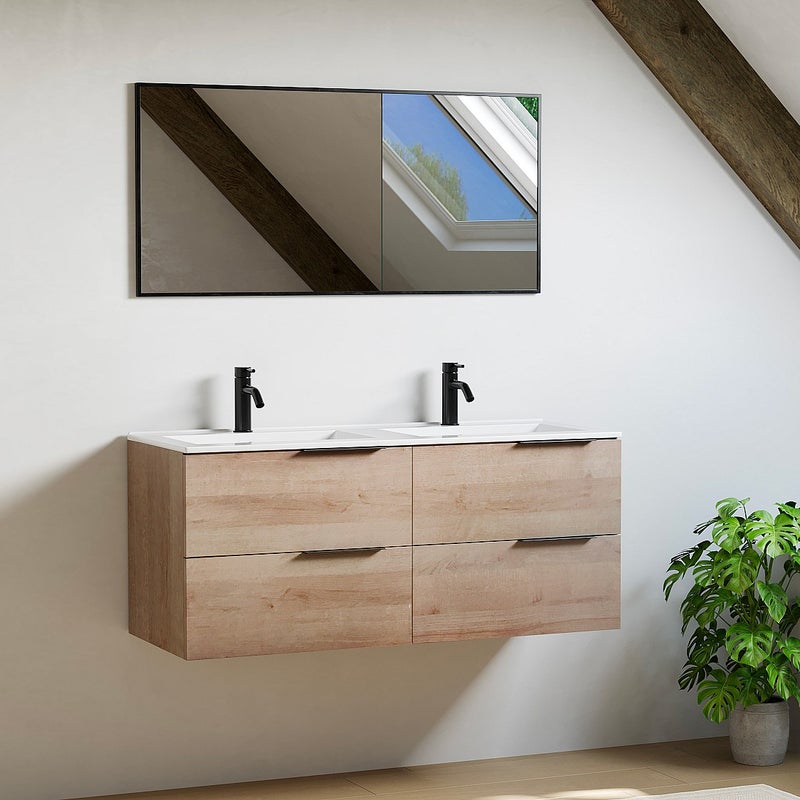 Szafka łazienkowa wisząca - Jasny naturalny - 120 cm - NISAYA