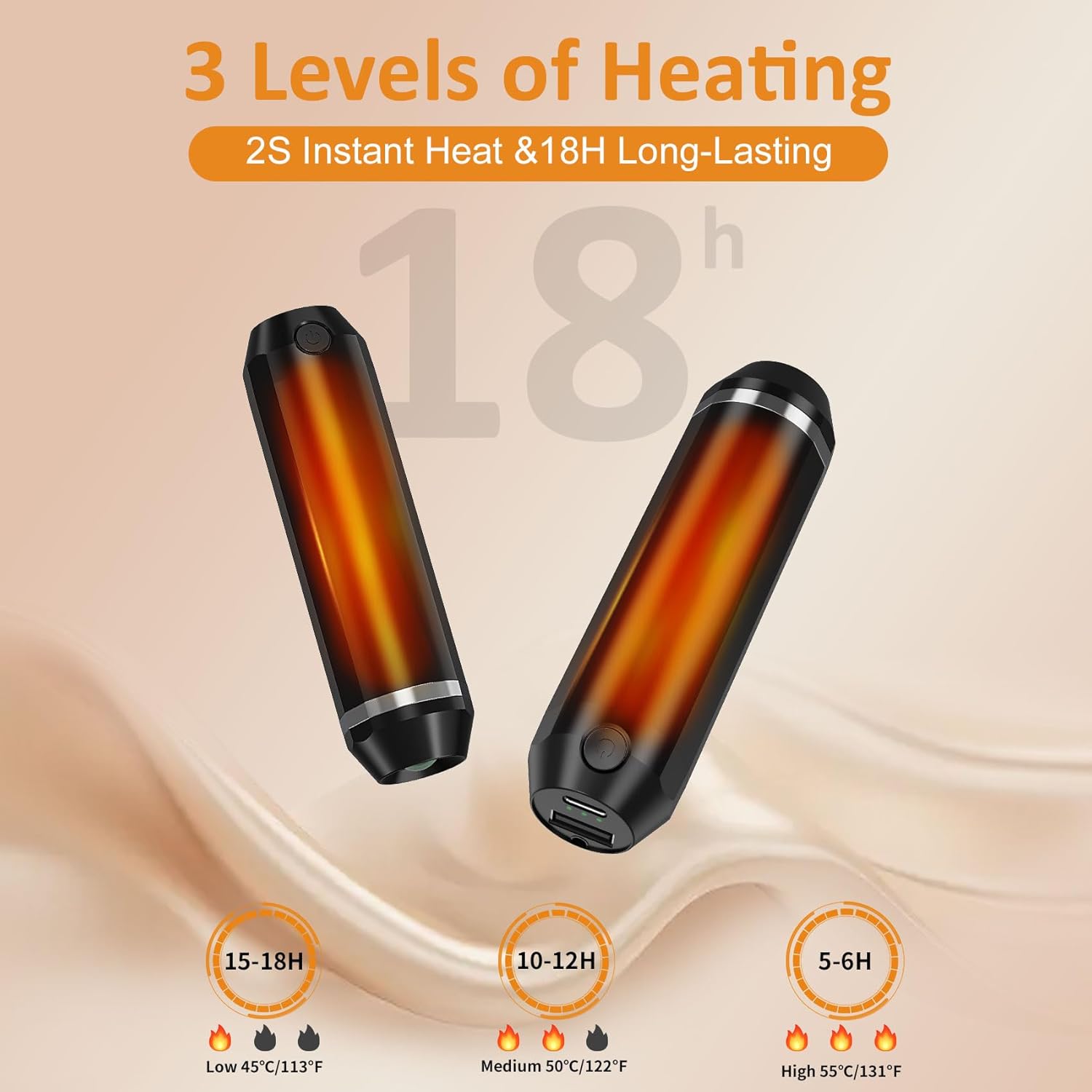 Chauffe-Mains Rechargeable 4 en 1 USB - ZGEER - Or Rose - 10000mAh - Température Réglable