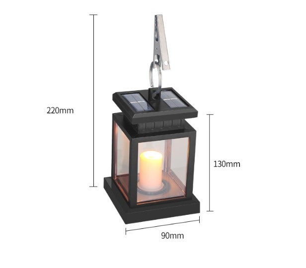 Lampe à bougie solaire vintage avec système de contrôle de lumière solaire, boîtier étanche, grande batterie - 9*9*22 cm - 6