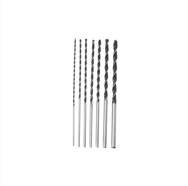 Srebrne wiertła bardzo długie, 7 sztuk, 4 mm, 5 mm, 6 mm, 7 mm, 8 mm, 10 mm, 12 mm x 300 mm, wiertła do drewna, 1 V