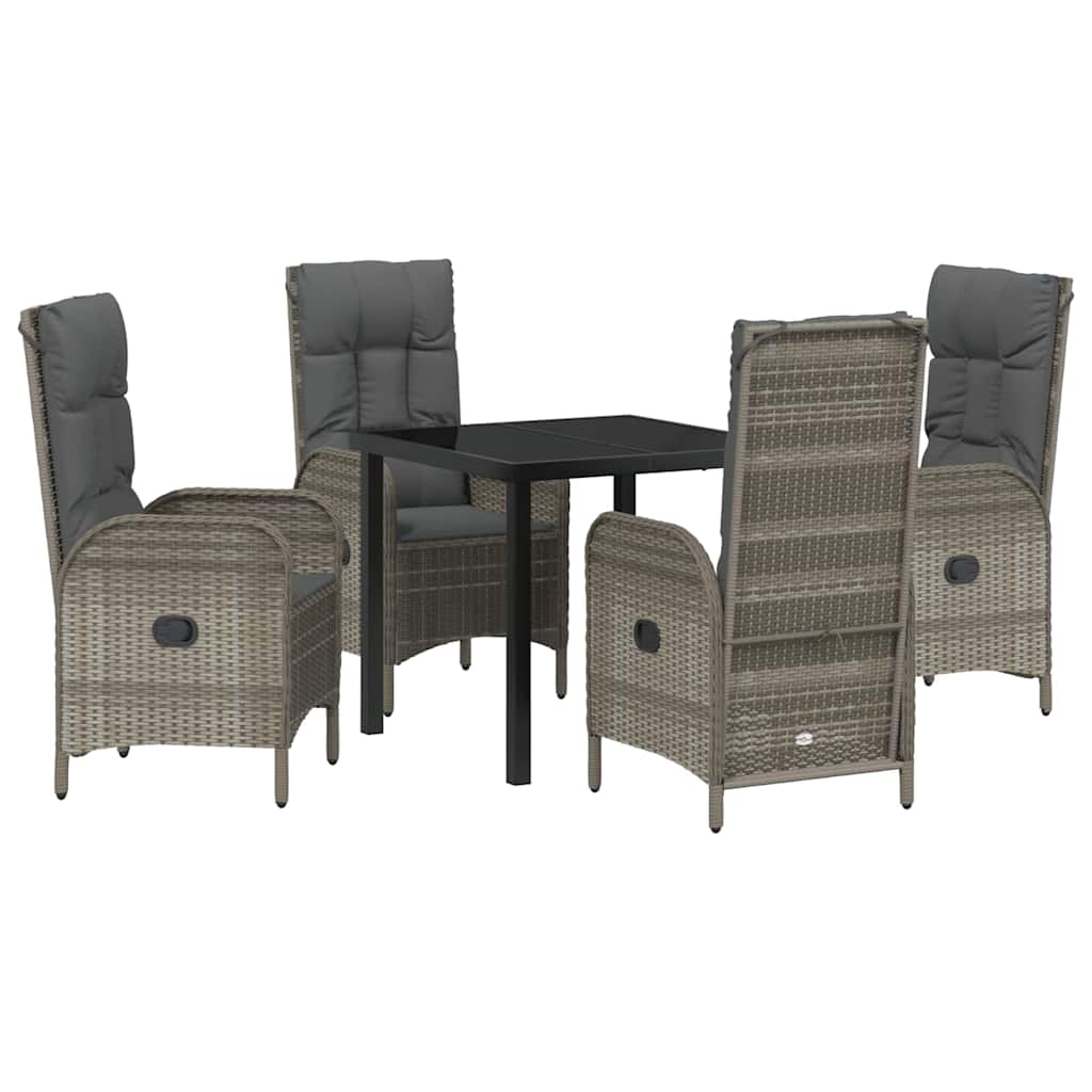 Zestaw Mebli Ogrodowych Szary Polirattan Stół Krzesła z Poduszkami Meble Ogrodowe Na Taras Ogród