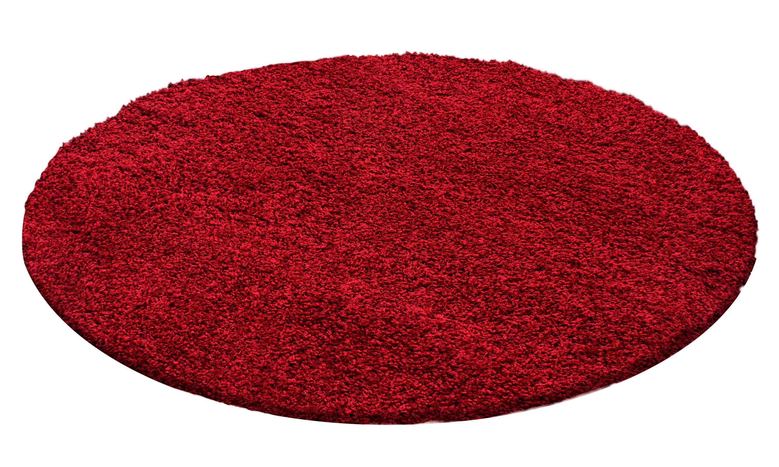SHAGGY - Tapis Uni Rond - Rouge 200 x 200 cm | Leroy Merlin