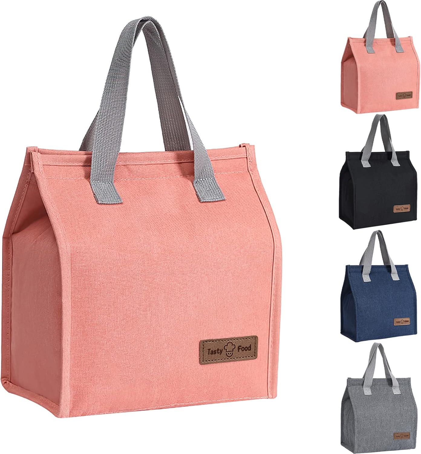 Izolowana torba na lunch dla mężczyzn, kobiet i dzieci, wielokrotnego użytku, wodoodporna torba na lunch do pracy, biura, szkoły i na piknik (różowa)