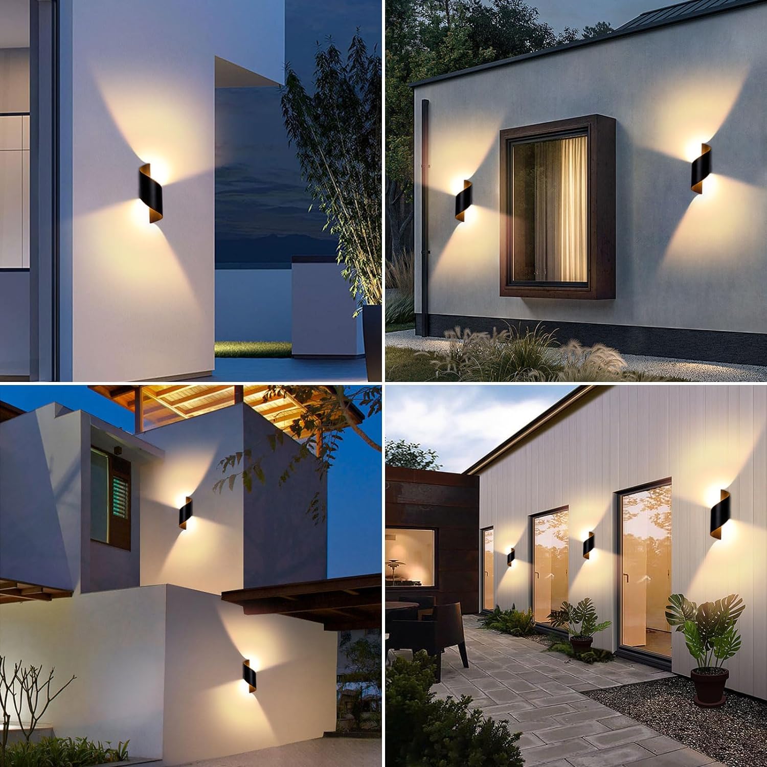 12W Applique Murale LED Étanche IP66 Moderne Lampe en Aluminium Lumière pour Cour Jardin Terrasse Proche Mur Patio Villa Couloir - Noir (Blanc Chaud) - 4