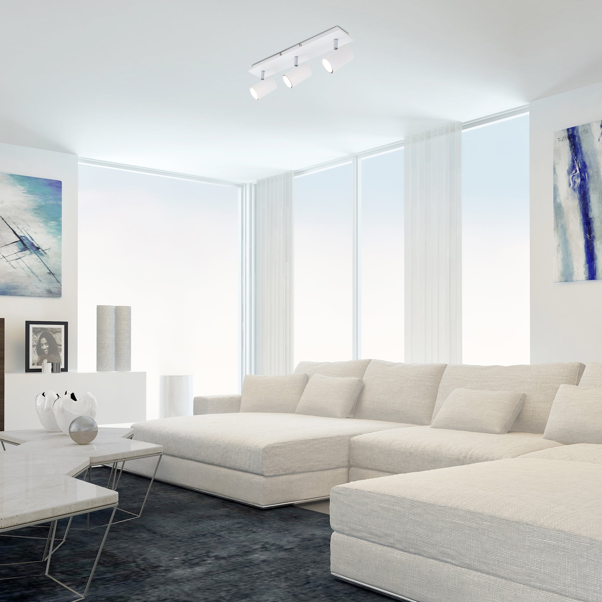 Spot LED 3-flammes - IP20 - 450x80x123mm - GU10 max. 40W - blanc - orientable - Briloner - 3