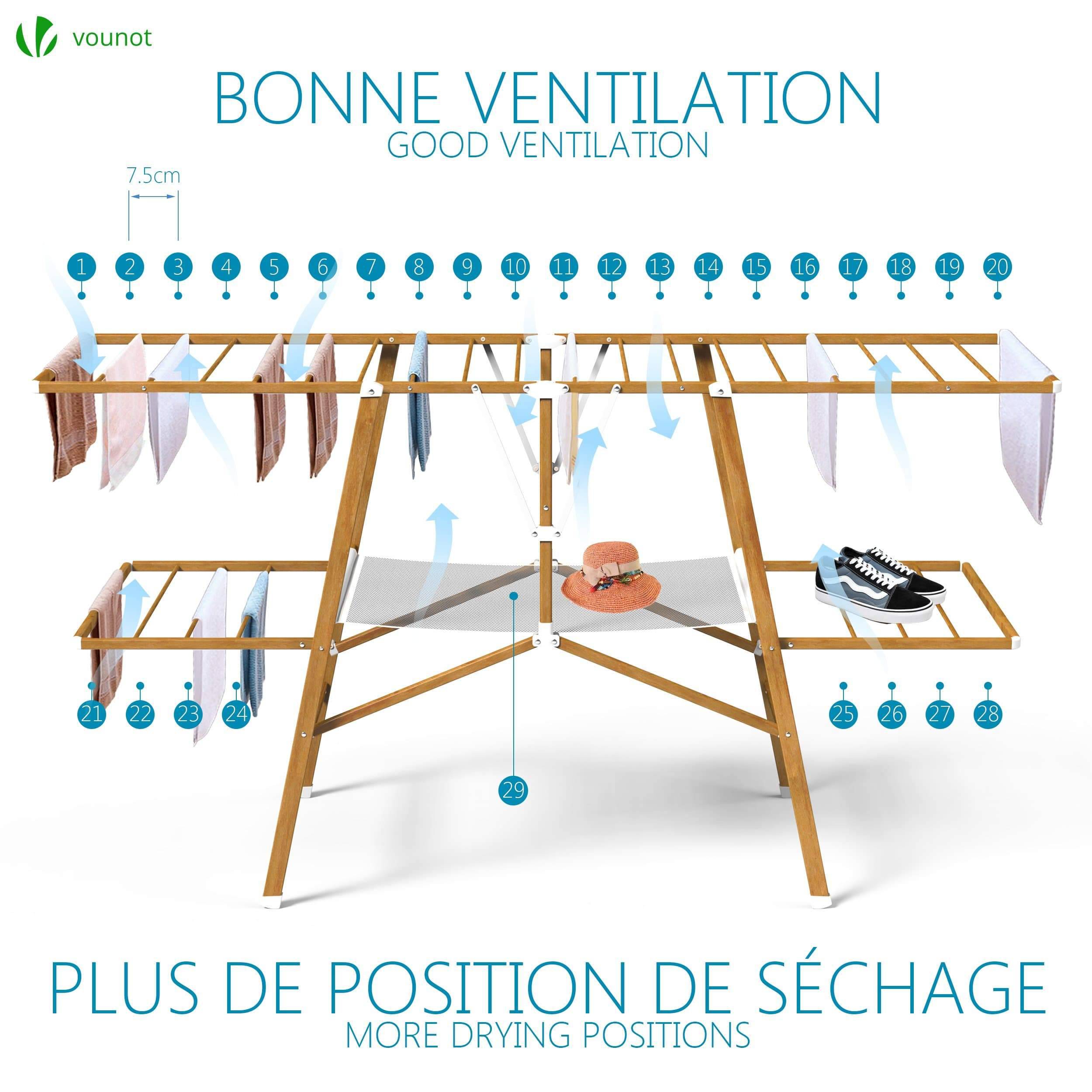 Vikaqi Étendoir à Linge Pliable De 241,3 C Pour Extérieur Et Intérieur