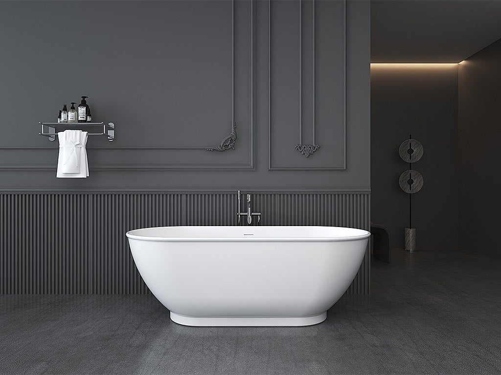 Wanna wolnostojąca owalna – 240 l – 170 × 75 × 60 cm (dł. × szer. × wys.) – kolor biały – akrylowa - MOBULA