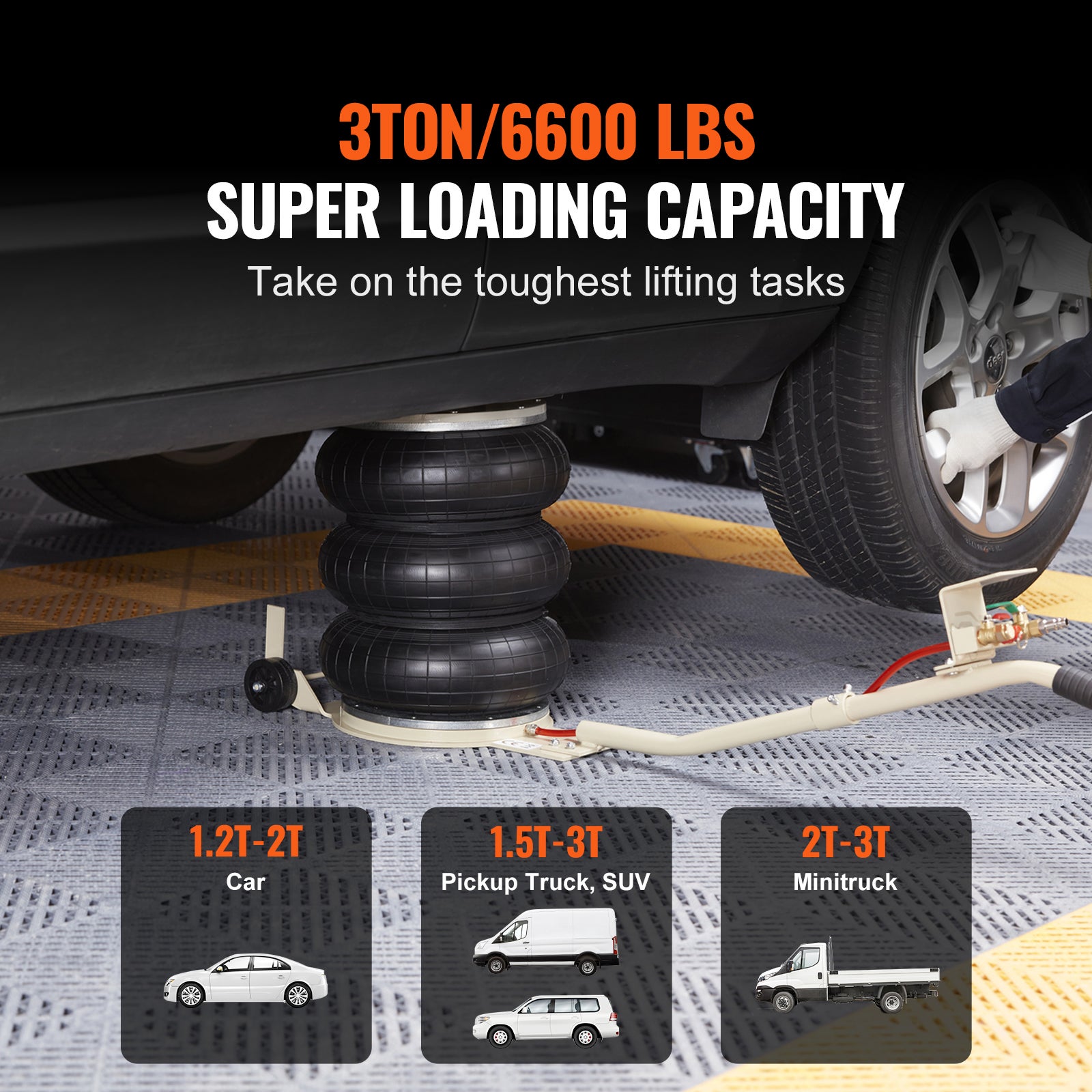 Macaco Pneumático SucceBuy Tripla Bolsa 3 T, Elevador Rápido para SUV e Carro, Levantamento sem Esforço - 4