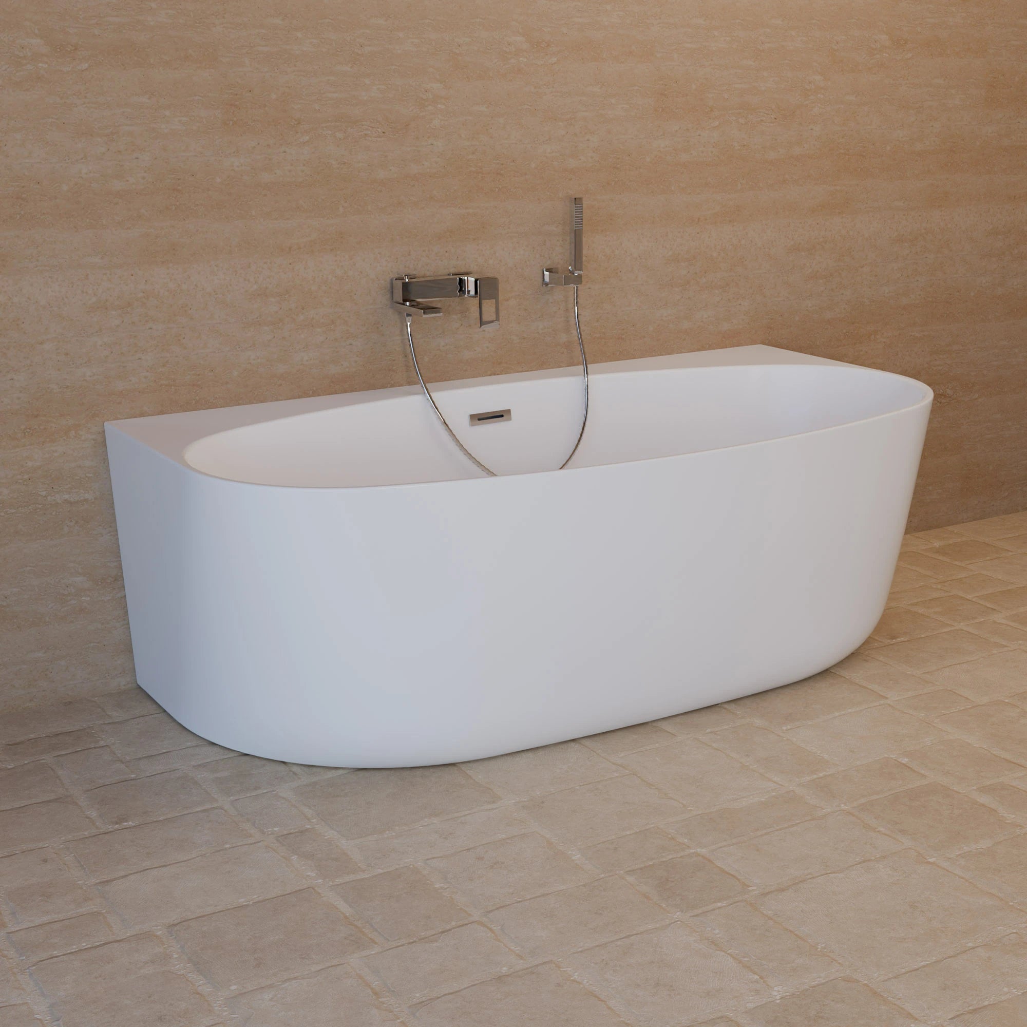 Baignoire Semi-îlot Murale Magic 170 Blanche 170 X88 X58 Cm, By Spalina - 5