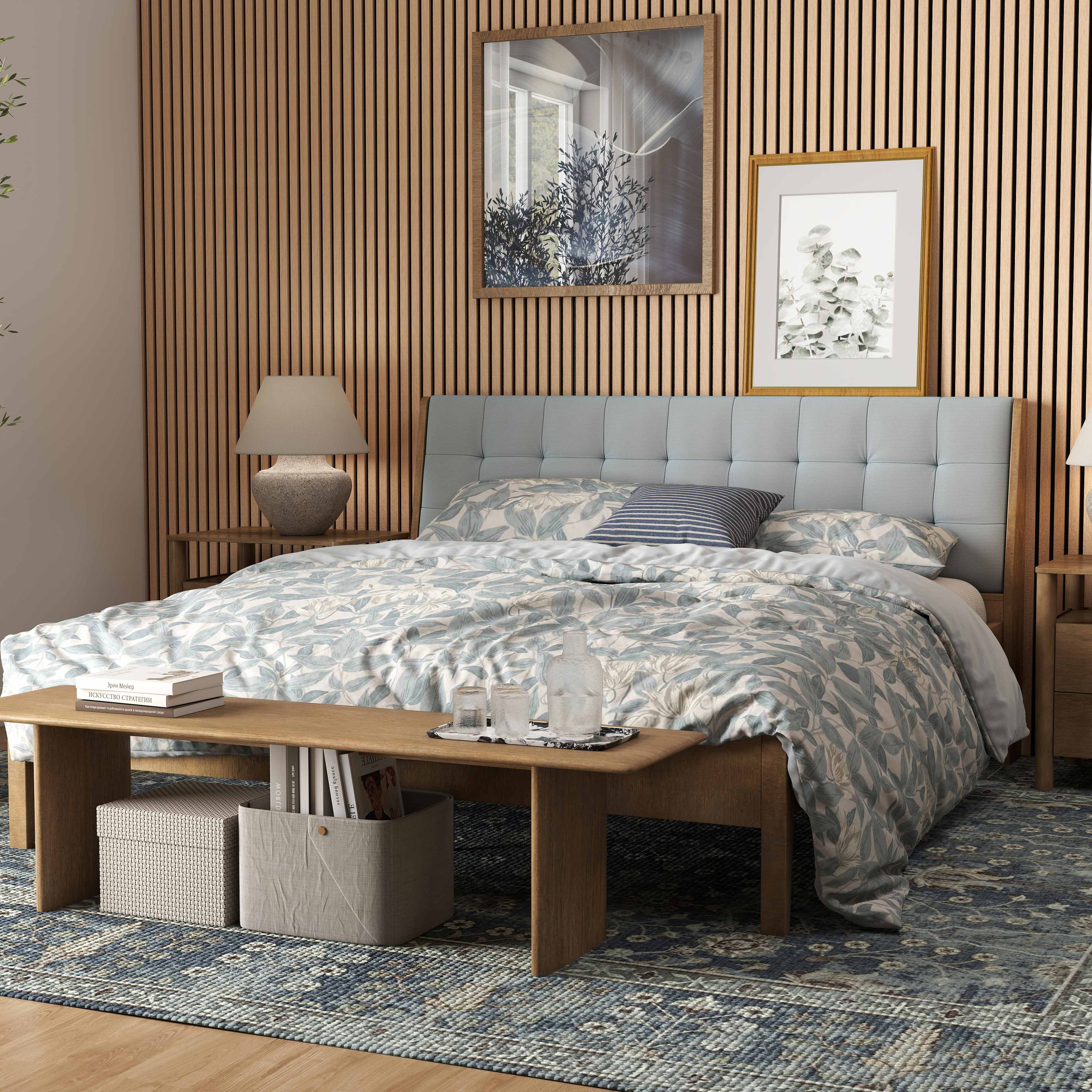 Paneles acústicos decorativos de mdf para paredes - set de 2 unidades - 240x60 cm - color roble oscuro