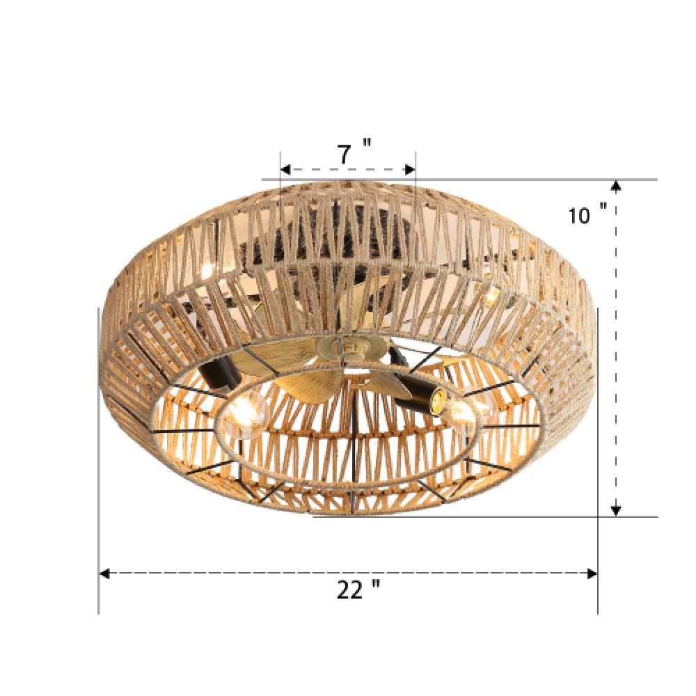 Ventilateur de Plafond Boho Cage 56CM avec Moteur DC Réversible et Télécommande – Circulation d'Air Silencieuse et Efficace - 3