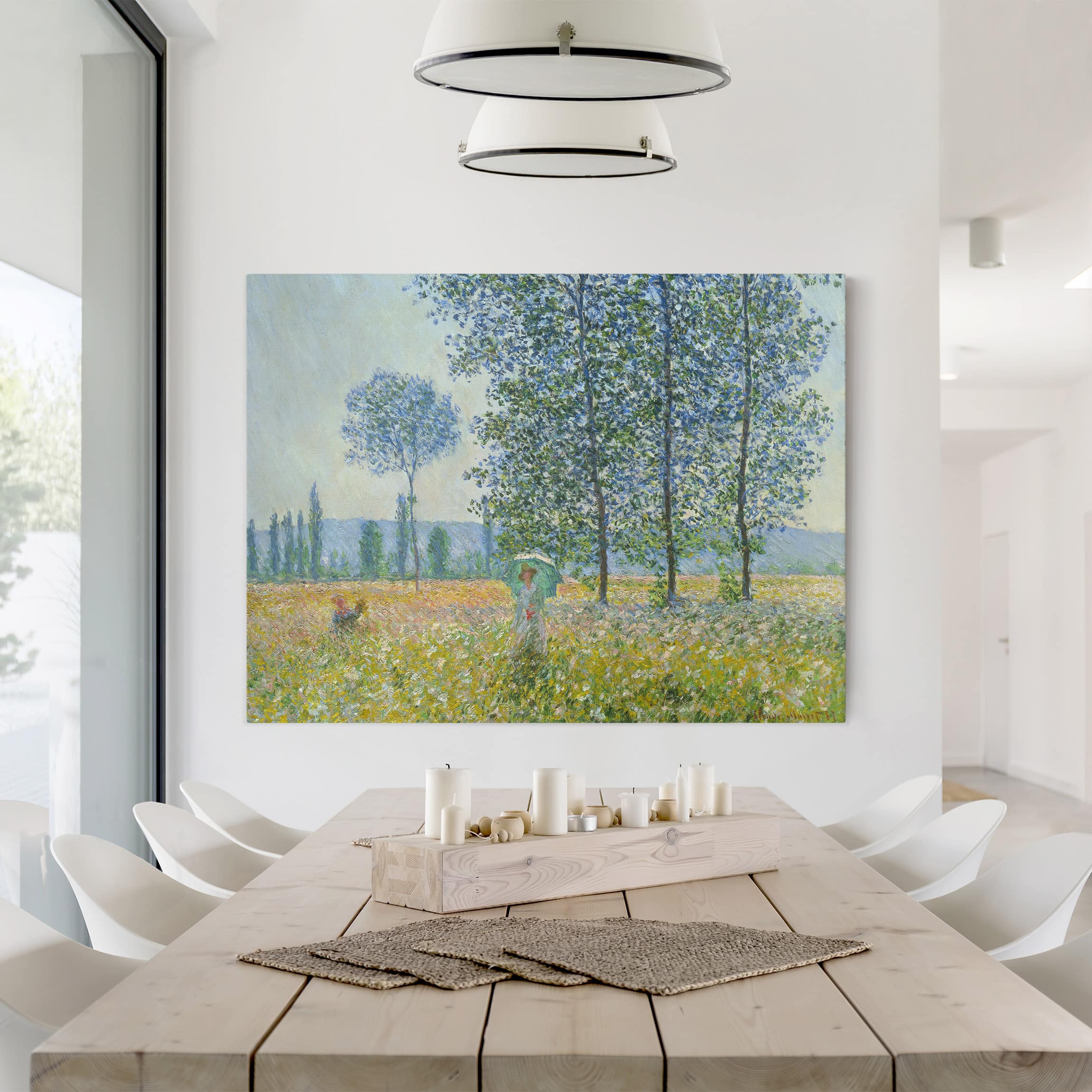Impression sur toile tableau sur toile châssis vert Claude Monet art abstrait peinture 8 chambre à coucher salon couloir 100 x 75 cm - 2