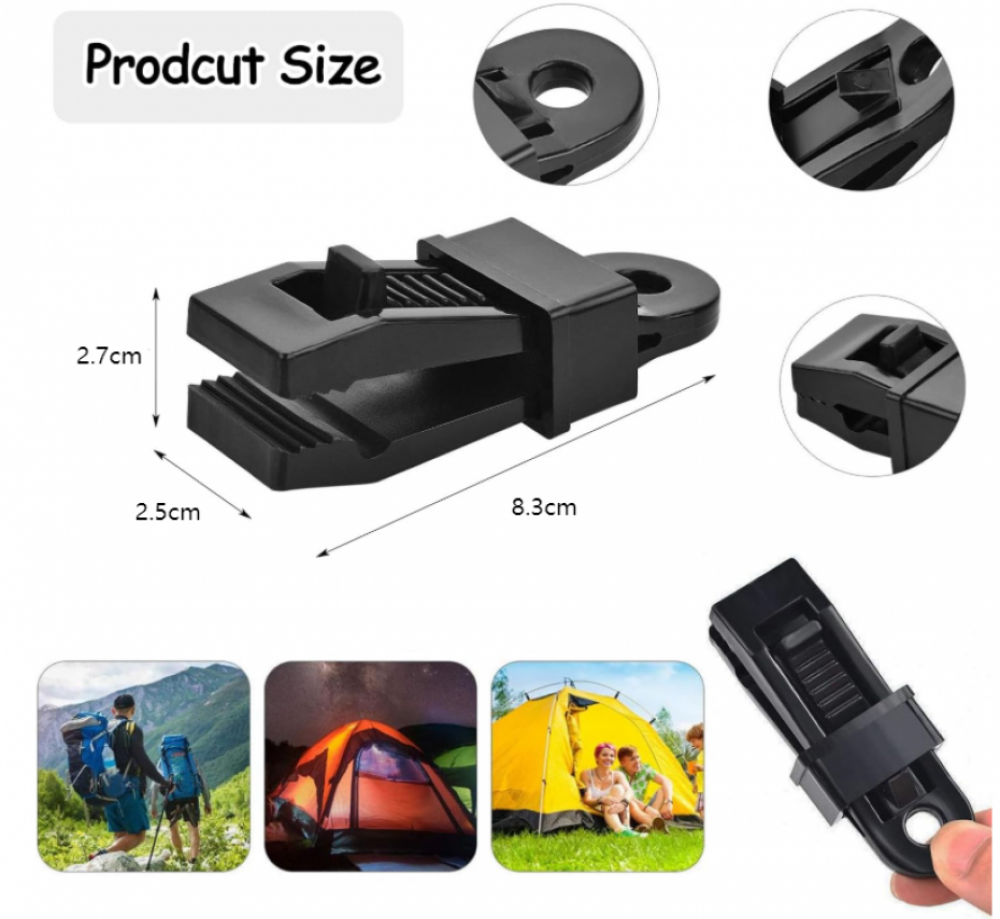 20 Clip Per Teloni E Tende – Plastica Resistente 8,3x4,6 Cm – Fissaggio Per Campeggio E Teli - 2