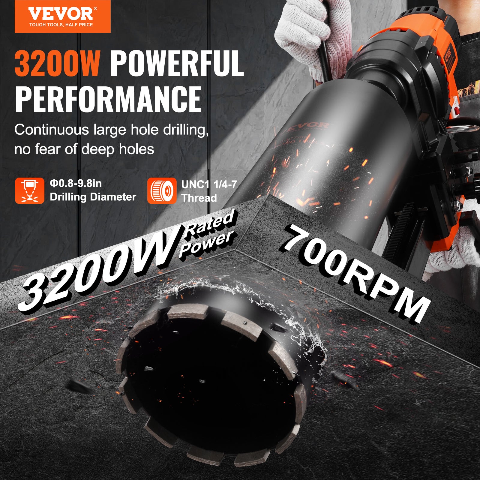 Punta Diamantata Per Carotaggio &oslash; 152 Mm - Per Calcestruzzo Armato, Attacco 1 1/4" UNC, Uso A Umido