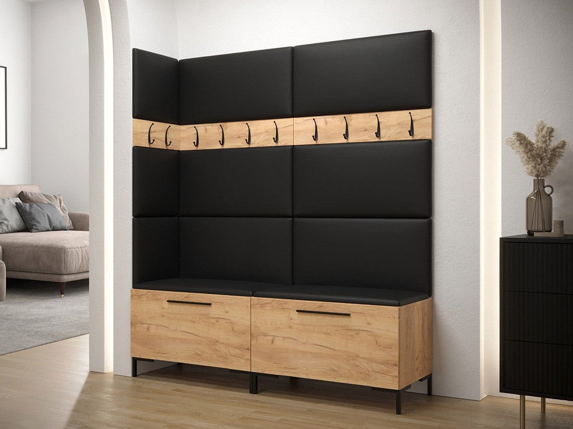 Conjunto para corredor Tivsoa 104, 196x168x46cm, Craft carvalho, Couro Ecológico, Placa de aglomerado laminado, Colocado, Montado nas parede - 2