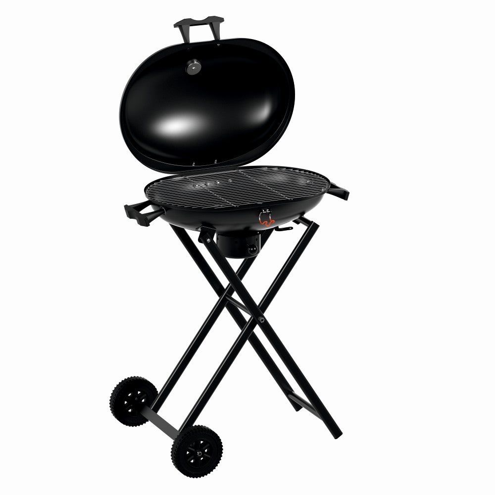 Gratar pe carbuni KLUGMEISTER KY30018, material otel, cu roti deplasare, pliabil, gura golire cenusa, suprafata gatire 54x37 cm