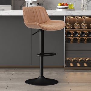 CLIPOP Tabourets de bar pivotants à 360°, lot de 2, cuir Pu, hauteur réglable, motif diamant, repose-pieds, noir CLIPOP Tabourets de bar pivotants à 360°, lot de 2, cuir Pu, hauteur réglable, motif diamant, repose-pieds, noir