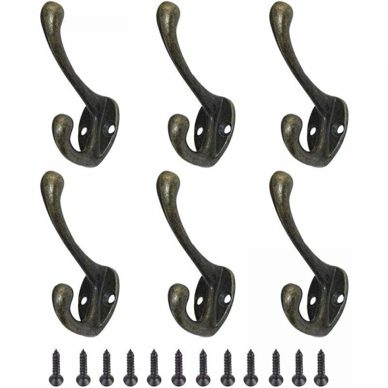 Wieszak na ubrania 6 sztuk Vintage wieszak na ubrania metalowy wieszak na ubrania retro wieszak na kapelusze wieszaki ścienne ze śrubami brązowy jede