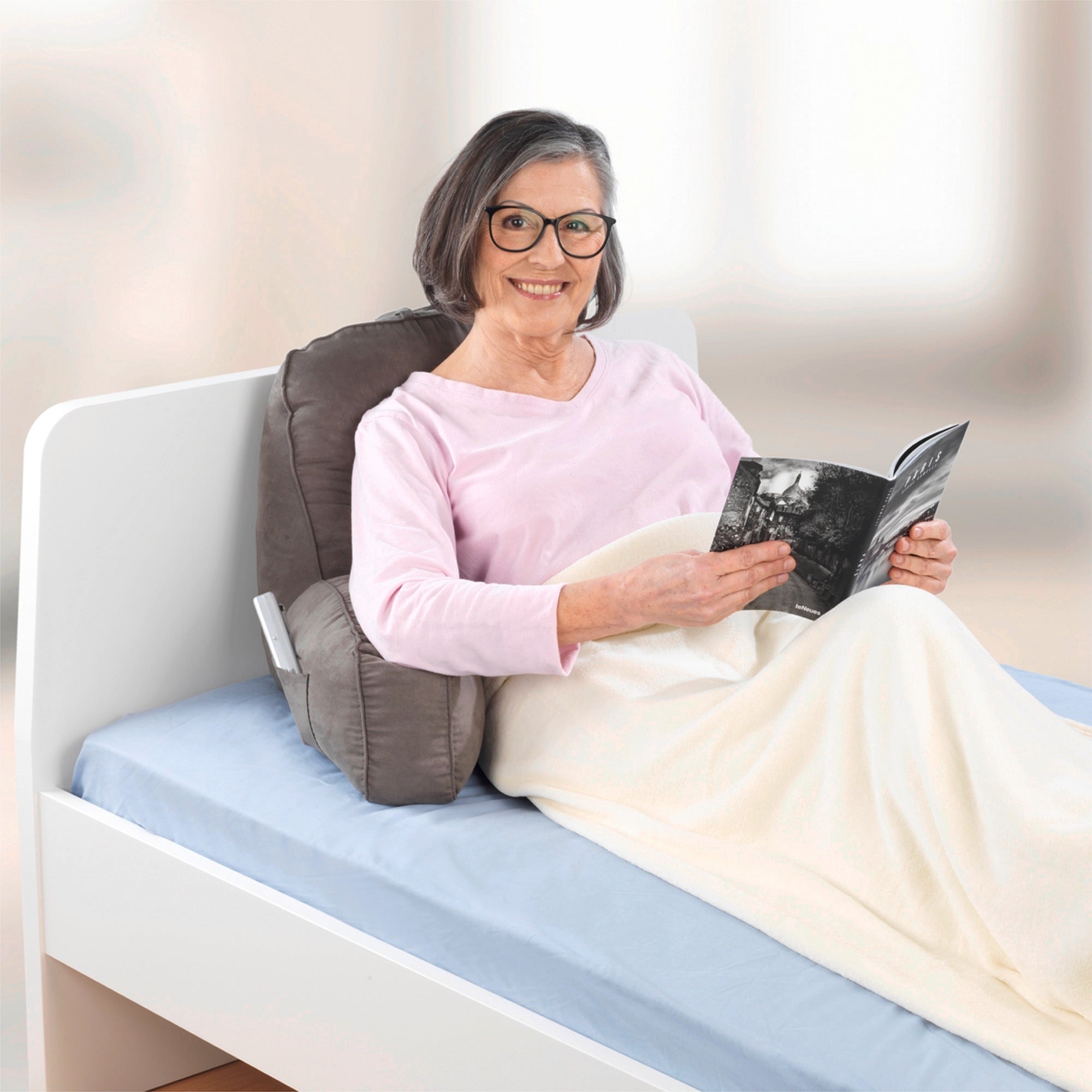 Coussin de lit confortable avec poche pour téléphone, télécommande, Maximex - 6