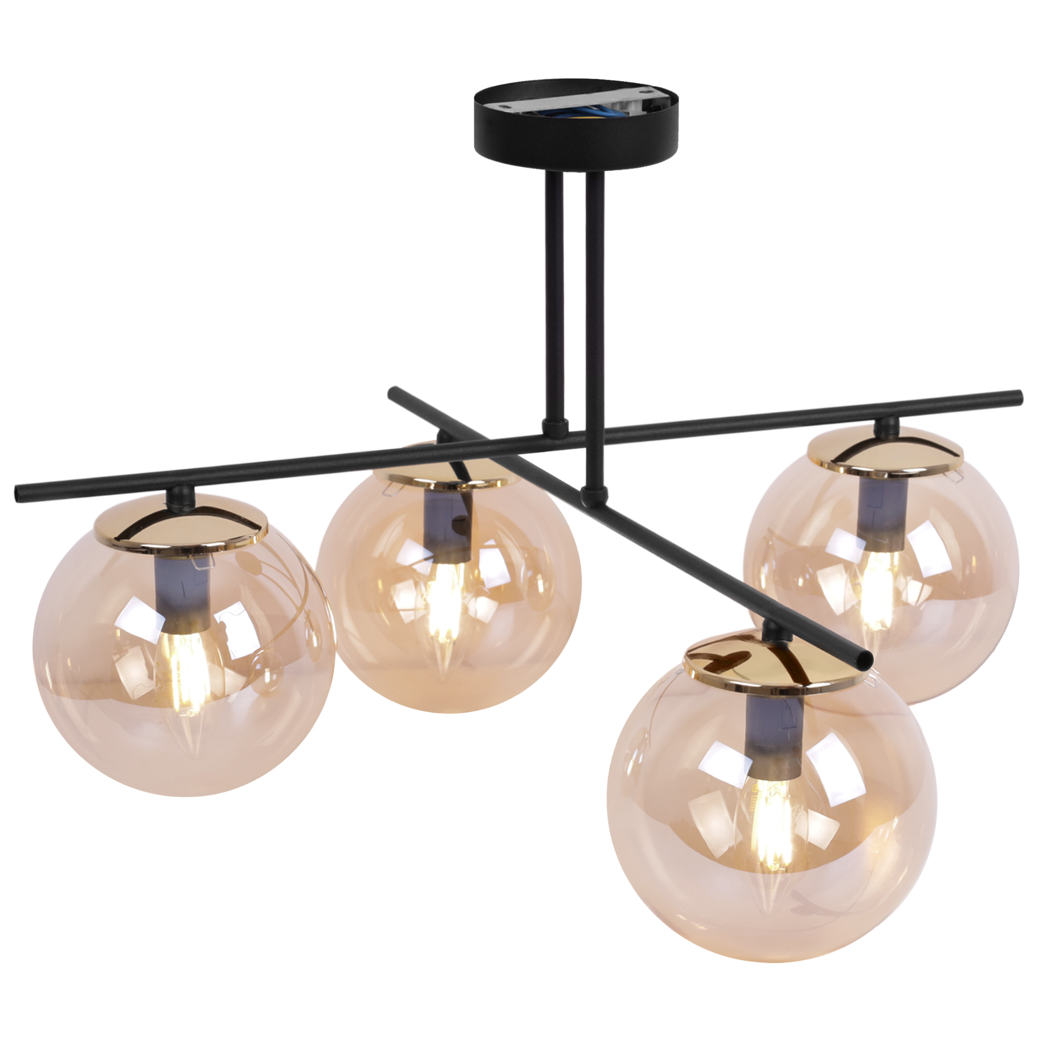 Lampa sufitowa wisząca Modena modern 4xE27 abażur kula miodowa/złota Light Home LH - 8