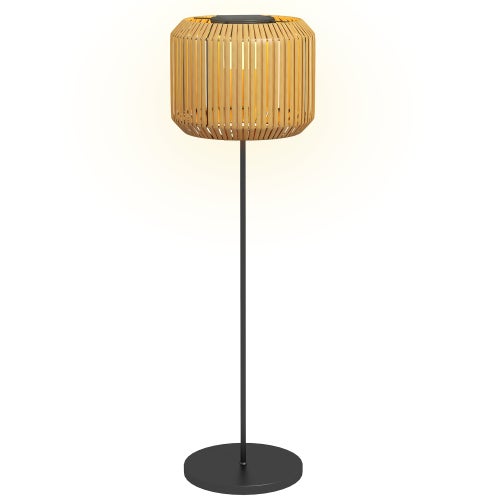 Lámpara solar de ratán, lámpara de chimenea luminosa con luz blanca cálida - comfortxl