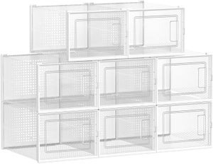 Scarpiera Modulare HOMCOM 18 Box Trasparenti – Cubi 25x35x19 Cm In Plastica PP, Impilabile, Per Scarpe Fino A Taglia 43, Porta Magnetica