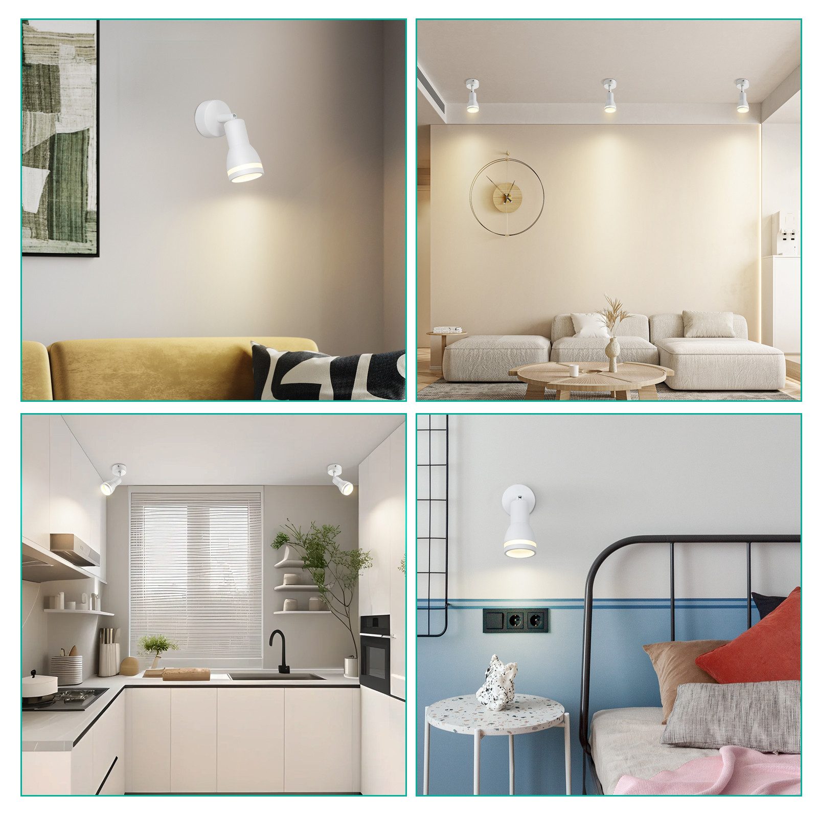 NETTLIFE Spot de plafond LED 1 ampoule blanc salon plafonnier orientable GU10 spot lampe moderne - 9
