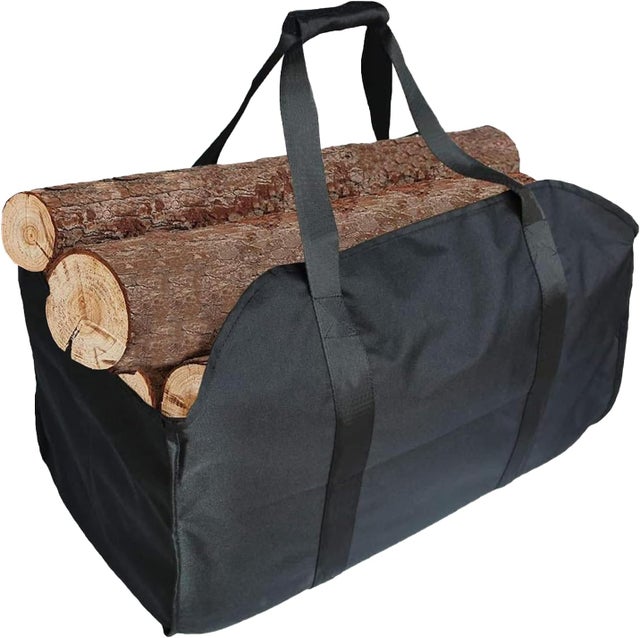 Sac à bois de chauffage de qualité supérieure, fabriqué en polyester, panier à bois portable, sac de cheminée pliable(noir)