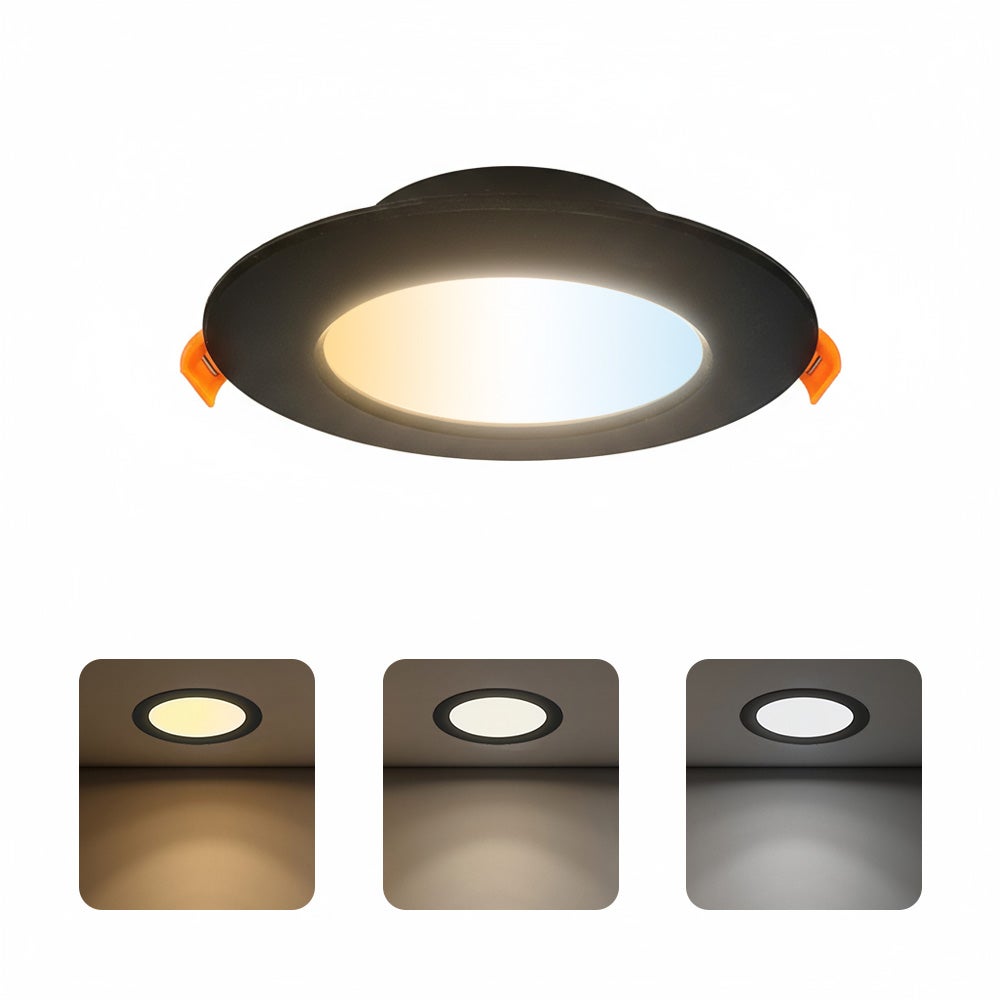 Oprawa stropowa podtynkowa downlight LED, 6W, 510lm, IP20, CCT, okrągła, czarna, ALEXIS HOROZ